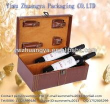 Elegant Design PU Leather 2 Brand Champagne Wine Bottles Box with Wine Accessory