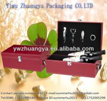 Best  Gift  Red PU  Leather  Champagne  Wine  Bottles  Box  with Accessory