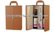 Wholesale Promotional Gift Fashion Red Wine Box Leather Wine Bottle Packaging Box