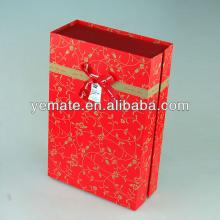 New product quality red cardboard empty gift boxes with tag for red wine glass & gold logo for promo