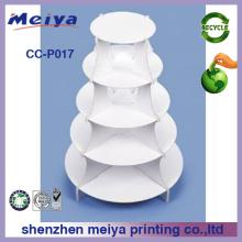 White sample 5 tier cardboard cupcake stand for wedding,pop cake lollipop cake display stand