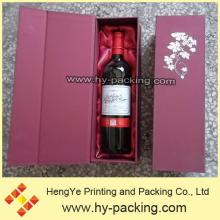 Red wine bottle packaging box, fancy red paperboard wine box, stable pack for single wine bottle