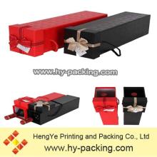  fancy  black or red wine cardboard box with ribbon