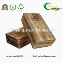 High Quality Burned Corrugated  Wooden   Wine   Box 