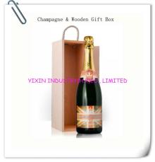 Champagne & wooden gift box