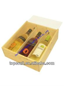 2013 Wholesale Antique  Wooden  Wine or Champagne Box Acrylic  Lid  3x bottle