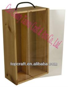 Chinese Cheap Wooden Wine or Champagne Box Acrylic Lid 2x bottle for sale