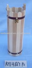 Wooden cylinder shaped wine red wine box