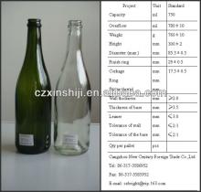 BF7123 750ML glass champagne bottle in dark green color