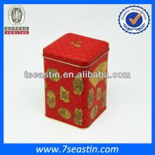 Beautiful tea tin box with double lid tin can manufacturer