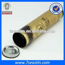 cylinder festival red wine tin box packing christmas gift tin can