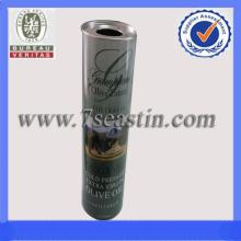 custom shape gift round red wine tin can/box made in China