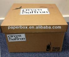 rigid cardboard logo print saffron hamper box packaging box paper box
