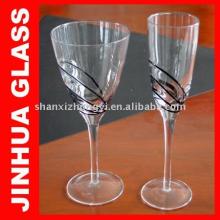 Handmade red wine glassware with lines slantwise mouth