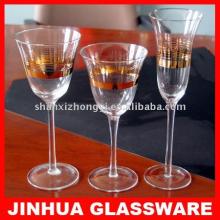 Handmade Red wine glasses with gold lines