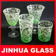 Handmade Red wine glasses with frost design