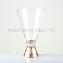  Wholesale  fancy clear red wine glass cup with gold leaf