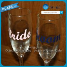 Wedding Favor Glass Champagne Bride&Groom Decal Glass Cup Welcomed Glass Champagne Cup