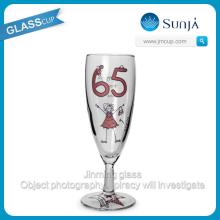 footed gin  glass  printed champagne  glass  with decal
