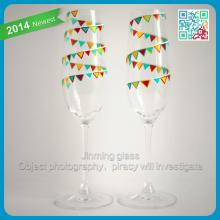 Colorful Pendant  Banner  Set of 2 Personalized Toasting Flutes Vintage Carnival Themed Wedding Champa