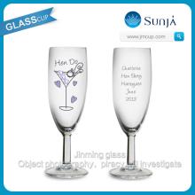 2014 hot selling two location logo print glassware celebrative oem short stemmed glass mini champagn