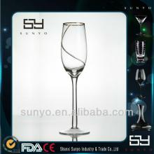 Handblown gold rimmed champagne  glass 