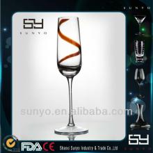 Colored Line Decorative  Crystal   Champagne  Glass