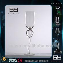 Handmade Fashional Heart Decorated Crystal Champagne Glass