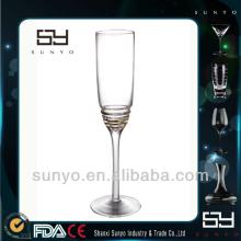 Mouth Blown Crystal Champagne Flutes With Lines