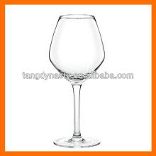 Hand blown brand names of red wines, wine glass drinking