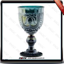 died mould red wine glass with luster decoration