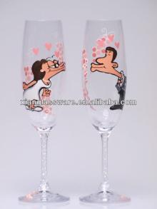 Wholesale promotional hand painted champagne glass/ decorative  champagne flutes