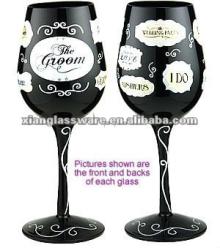 black hand painted red wine glass