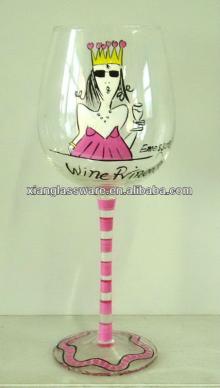 Hand - painted  by sexy girl red wine glass