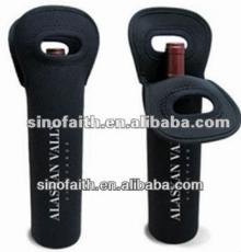 Black neoprene 1 bottle red wine cooler bag
