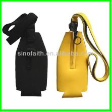 Printed good price neoprene single bottle red wine holder