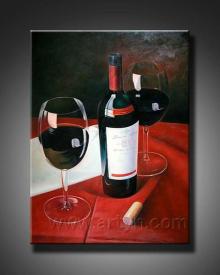 unique handmade  oil   paint ing red wine