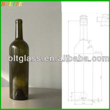 750ml cheap red champagne glass wine bottle with cork
