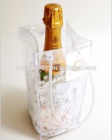 Crystal clear Plastic pvc ice bag for cooling champagne