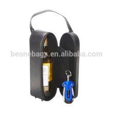 durable PU leather red wine carry bags for wine bottle