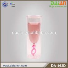 bpa free plastic customized double wall champagne glass cup