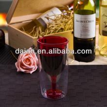 2014 best selling 10 oz double wall red wine plastic wine cup