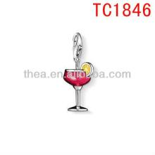 Red Wine Goblet with lemon charms pendant necklace vners