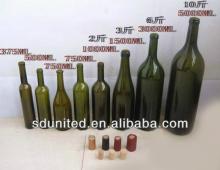 250ml/500ml/750ml/1L/1.5L/3L/6L Glass Red Wine Bottle Wholesale