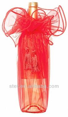 Colorful organza  fabric   red  wine bottle wrapping