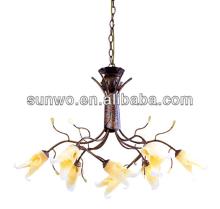 Yellow flower warm light red wine color pendant lamp