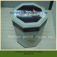 Octagon tea tin box