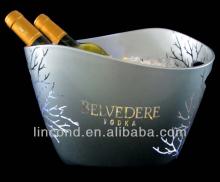 plastic cheap led champagne bucket/led wine cooler with handle for wholesale/rechargeable led vodka