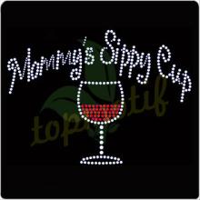 Mommy's sippy cup lettering heat transfer design with Red wine cup