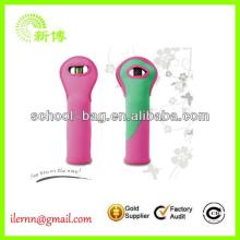 Portable neoprene red wine bottle cooler with strip